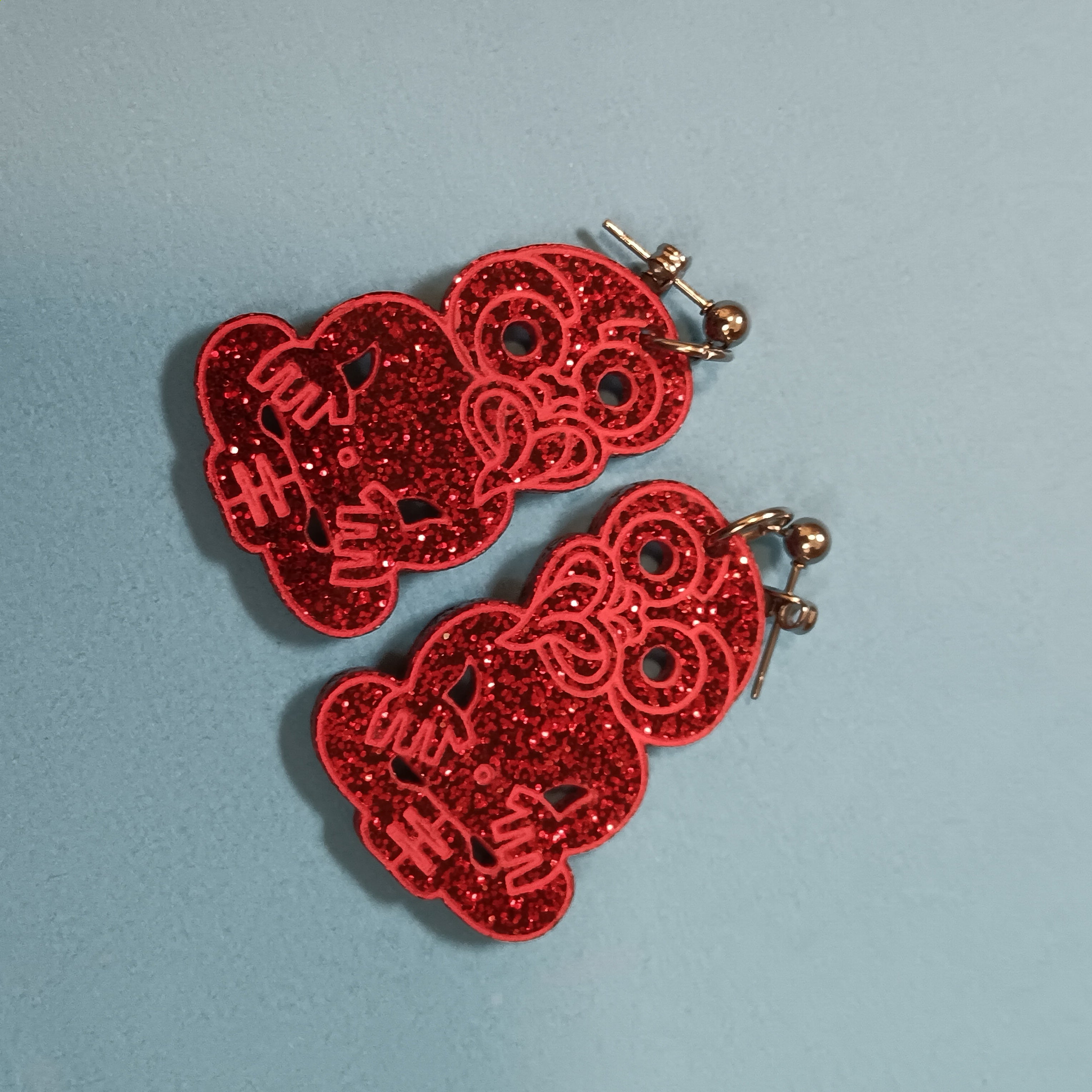 *FUNDRAISER COLLECTION* MINI TIKI EARRINGS - MARBLE & GLITTER