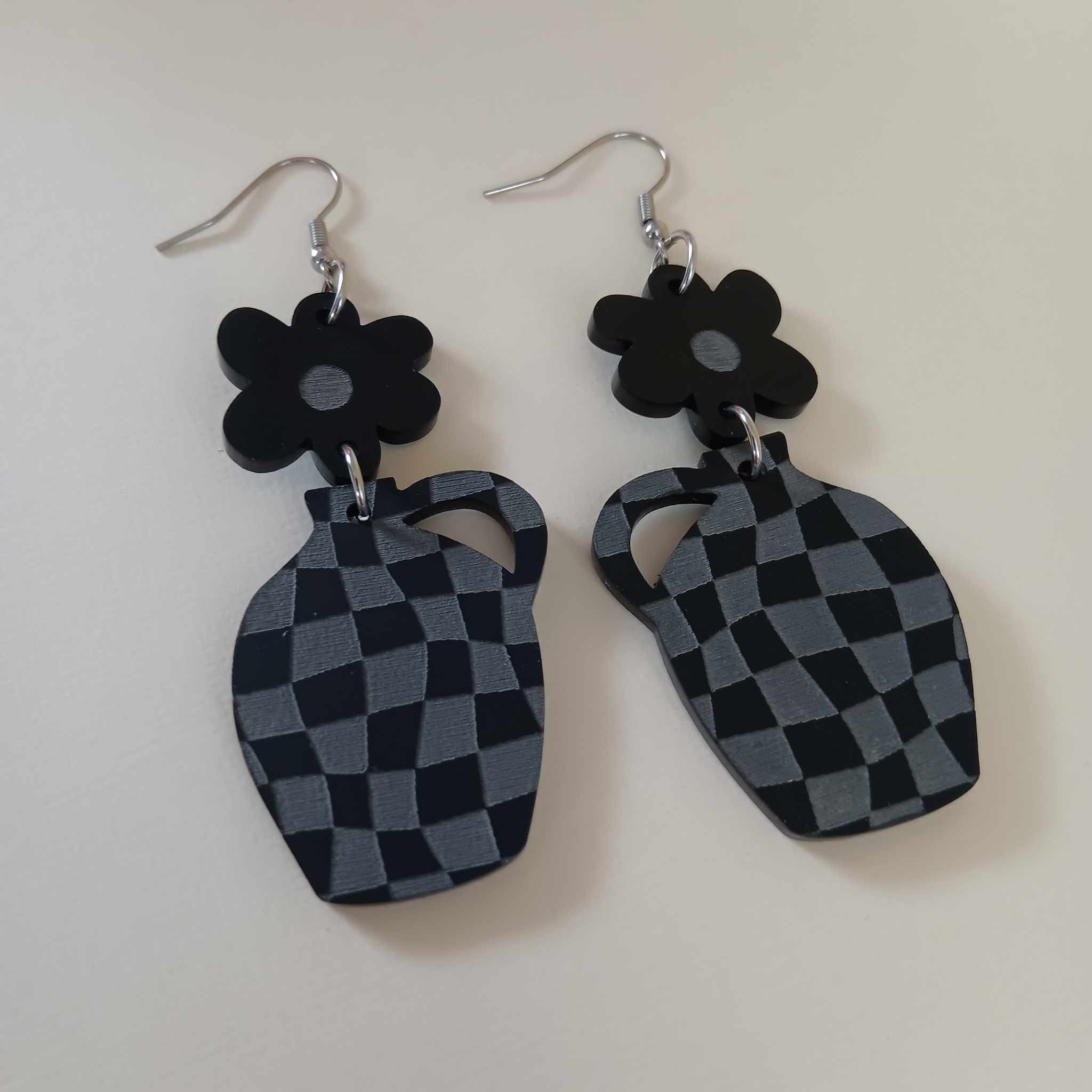 BUD and JUG EARRINGS - CHECKERED BRIGHTS